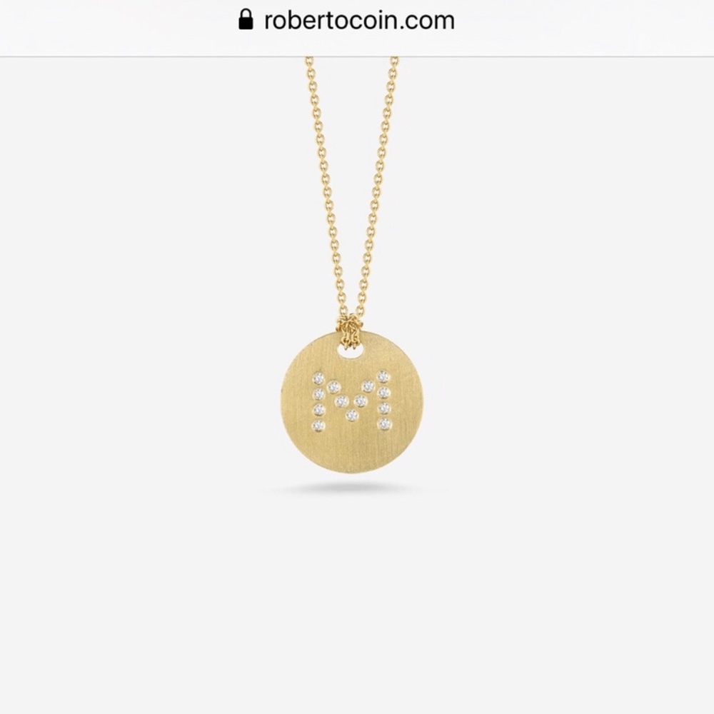 Roberto Coin Letter M Medallion/Disc Pendant
